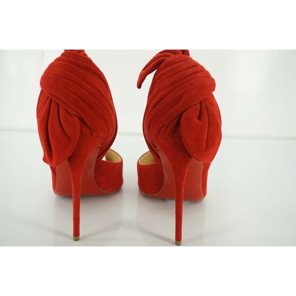 Christian Louboutin Red Suede Barbara Bow Heels d'Orsay Pumps Size 39.5 NIB - Picture 7 of 12